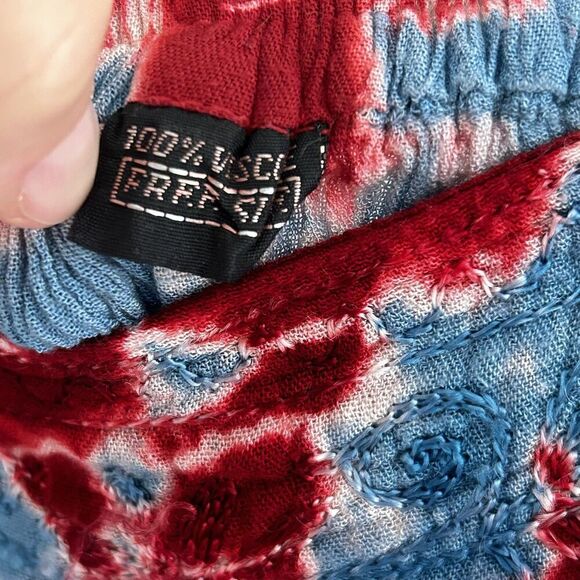 Boho Tie Dye Pants Wide Leg Jogger Pockets Colorful Free Size OS Viscose Hippie - Picture 7 of 11